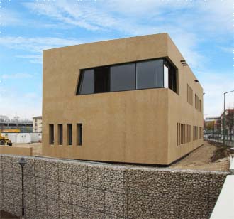 Bürgerhaus Poing, yellow Coloured Concrete, exposed concrete